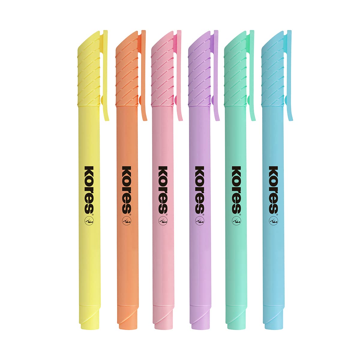 Kores High Liner Pastel Highlighter Pens - Water-Based Ink, Chisel Tip, Pack of 6 7