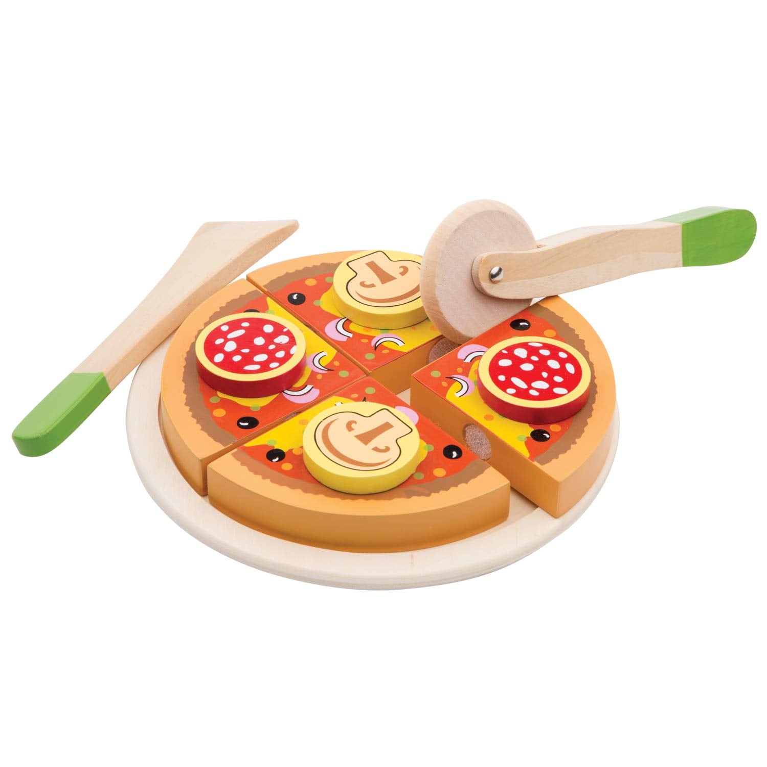 New Classic Toys 10586 Wooden Pretend Play Pizza Cutting Set - Educational Pretend Food for Toddlers & Kids, Ages 2+ 6