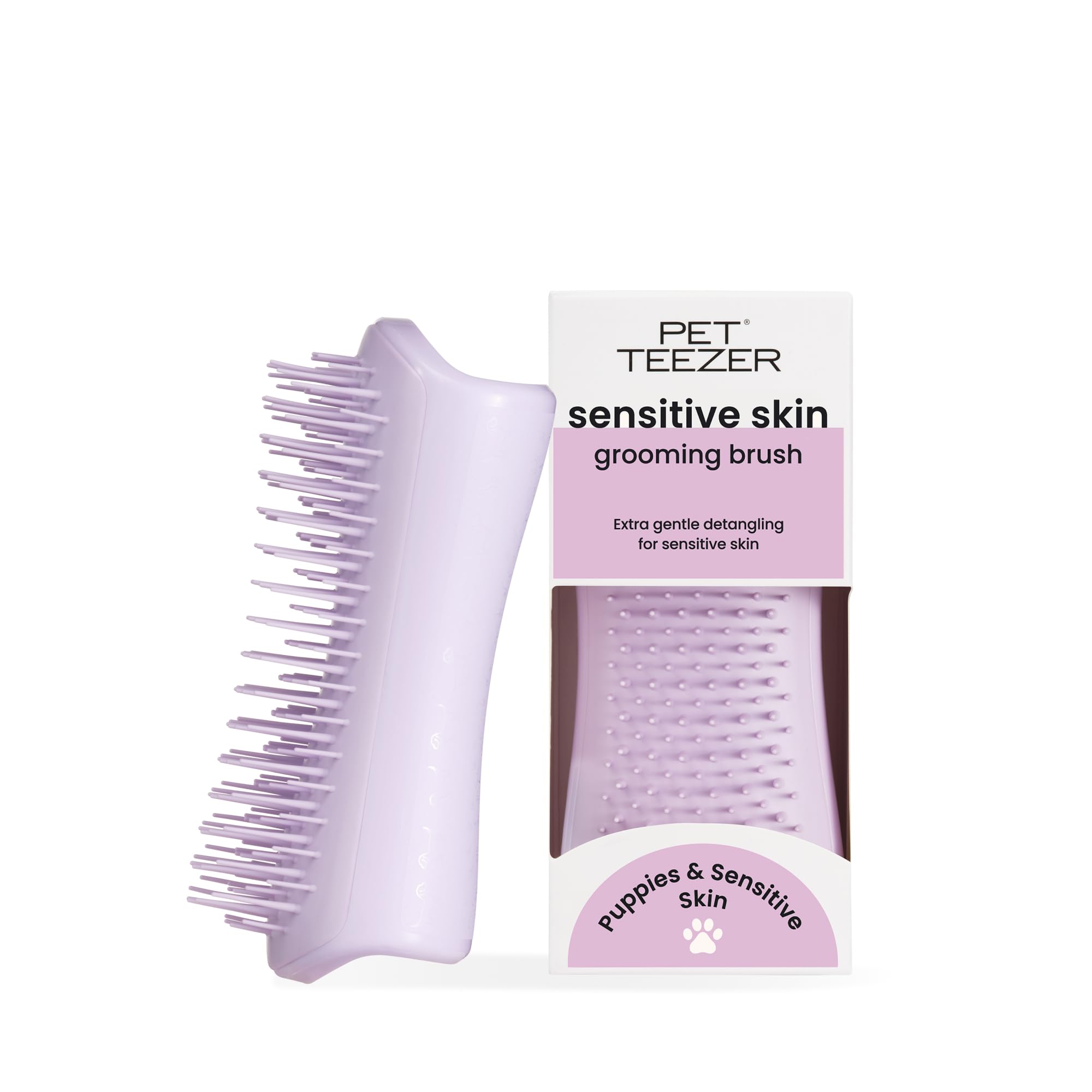 Pet Teezer Puppy Grooming Brush - Dual-Tier Teeth | Gentle on Sensitive Skin | Lilac