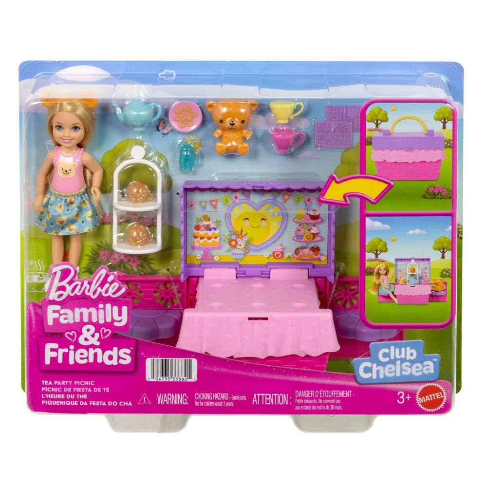 Barbie Club Chelsea Pop-Up Tea Party Playset with Blonde Doll & 12 Accessories | Ages 3+ 7