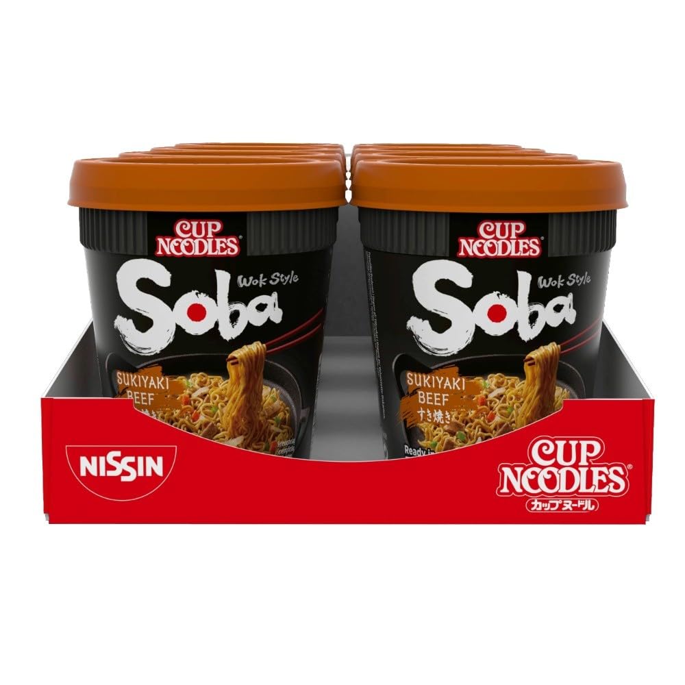 NISSIN Cup Noodles Soba Wok Style Sukiyaki Beef Flavoured Instant Noodles, Pack of 8, 712g 3