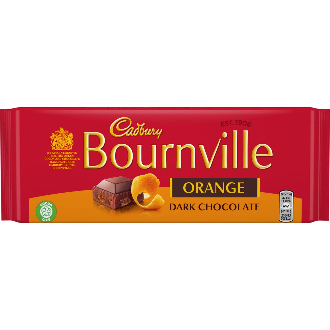 Cadbury Bournville Orange Dark Chocolate Bar - 100g | Cocoa Solids 36% Minimum