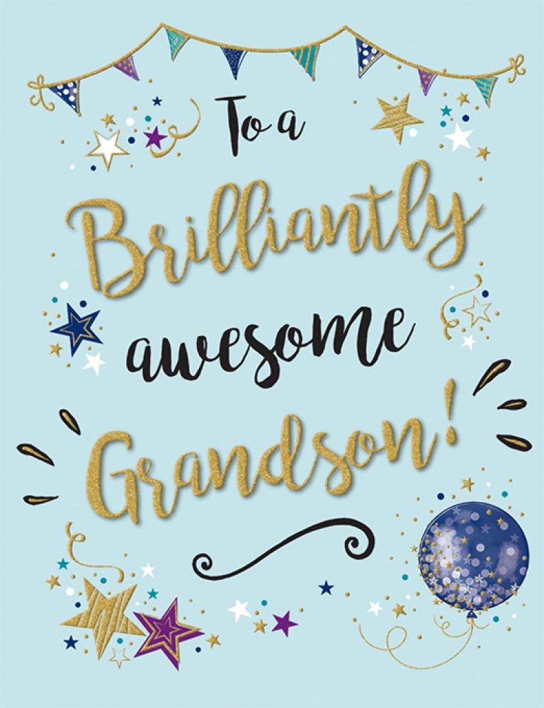 Piccadilly Greetings Gold Dust Birthday Card for Grandson | Green | 8 x 6 Inches