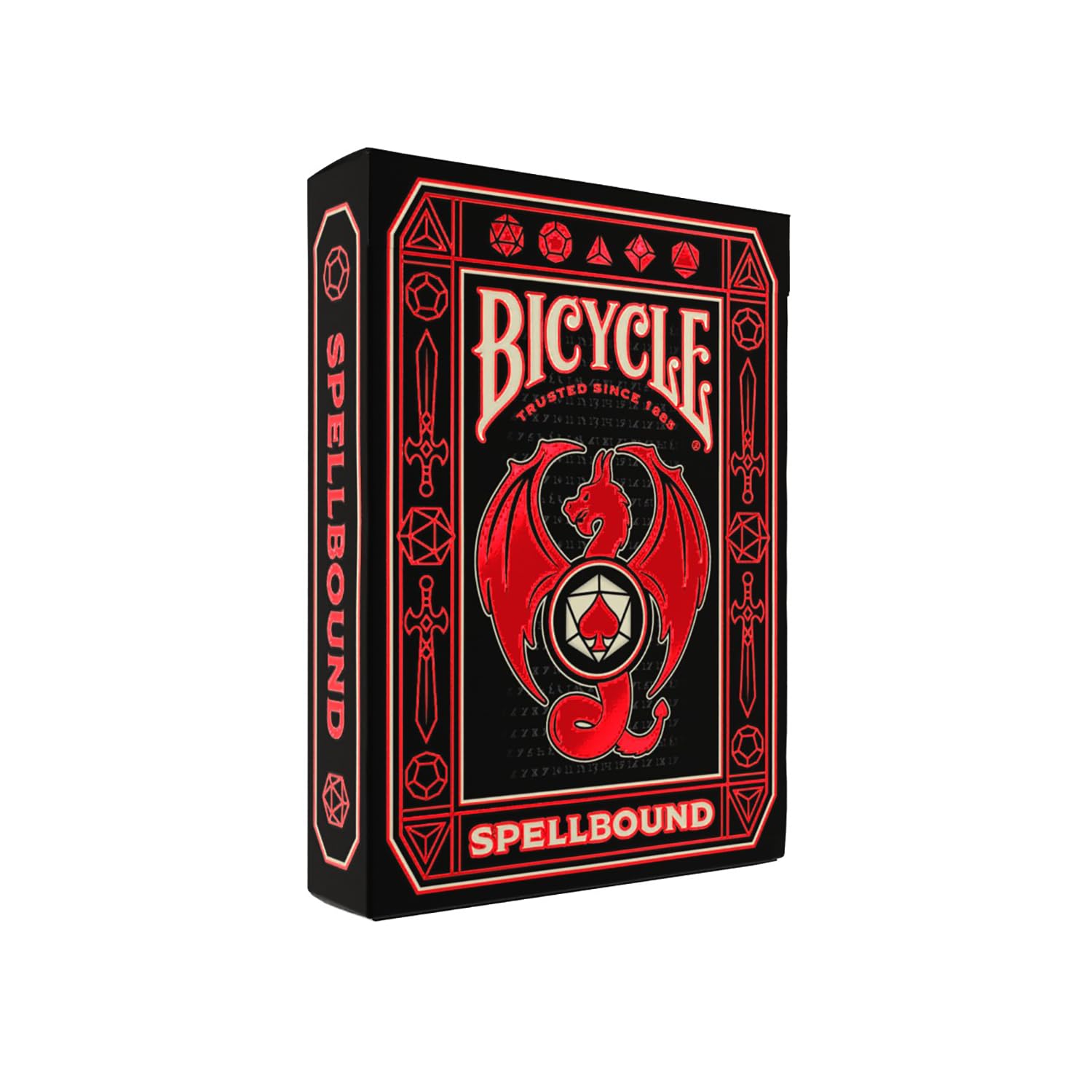 Bicycle Spellbound Designer Playing Cards Deck - Grey with Red Holographic Foil Tuck | Air Cushion Finish
