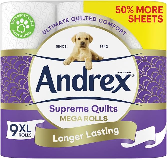 Andrex Supreme Quilts Mega Toilet Roll - 9 Rolls (13.5 Standard Rolls Equivalent)
