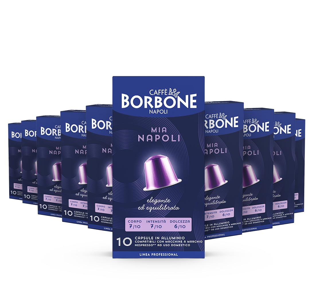 CAFFÈ BORBONE Mia Napoli Blend Coffee Capsules - 100 Aluminium Pods | Intensity 8 | Made in Italy