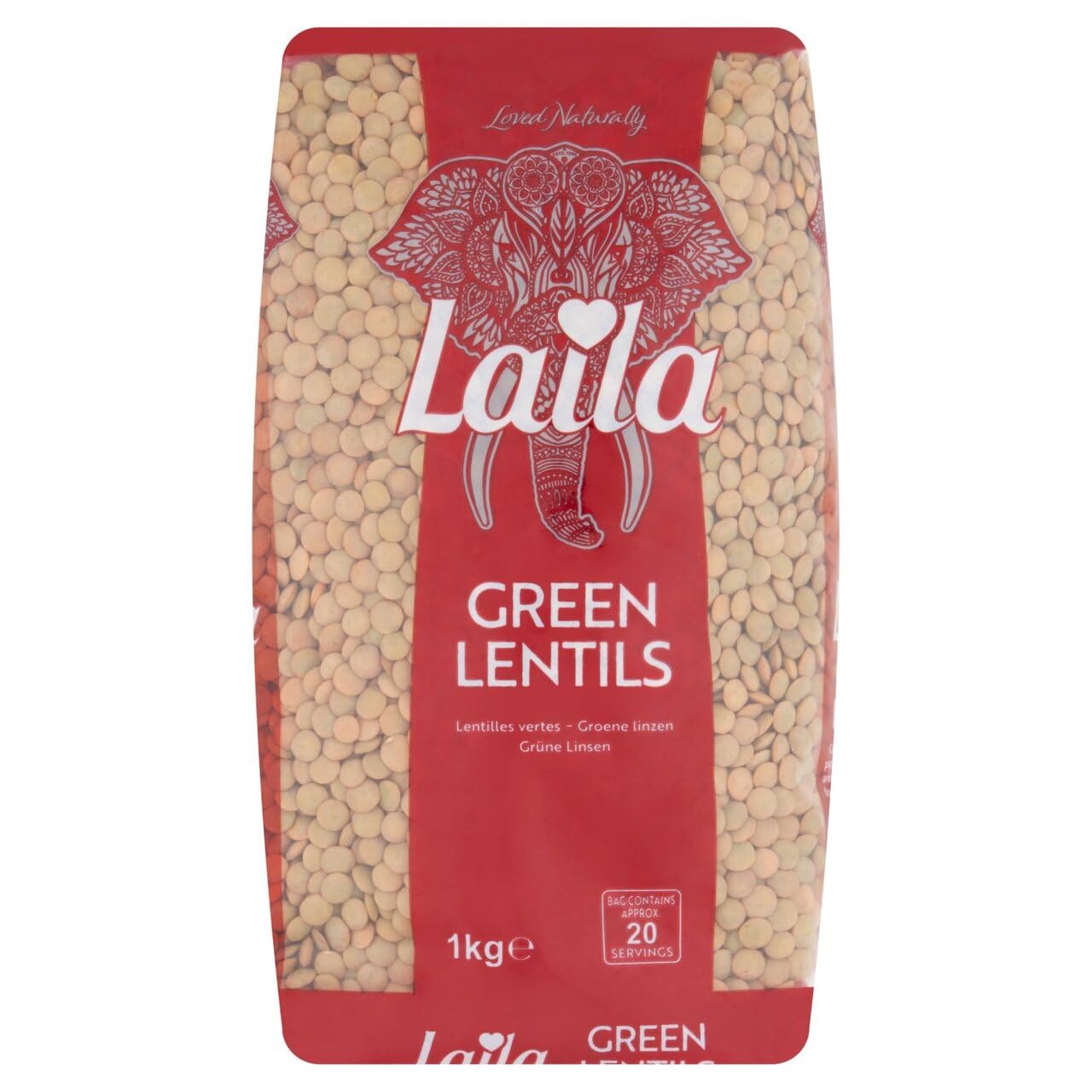 LAILA Green Lentils - Whole, 1Kg Pack | Firm Texture for Curries & Soups 1