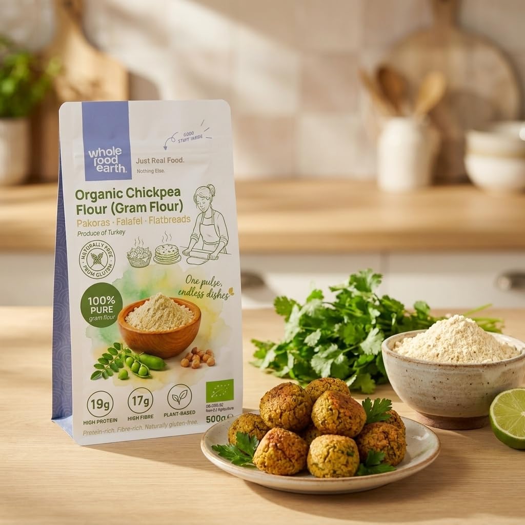 Wholefood Earth Organic Chickpea Flour (Gram Flour) - 500g | Vegan | High Fibre & Protein 3