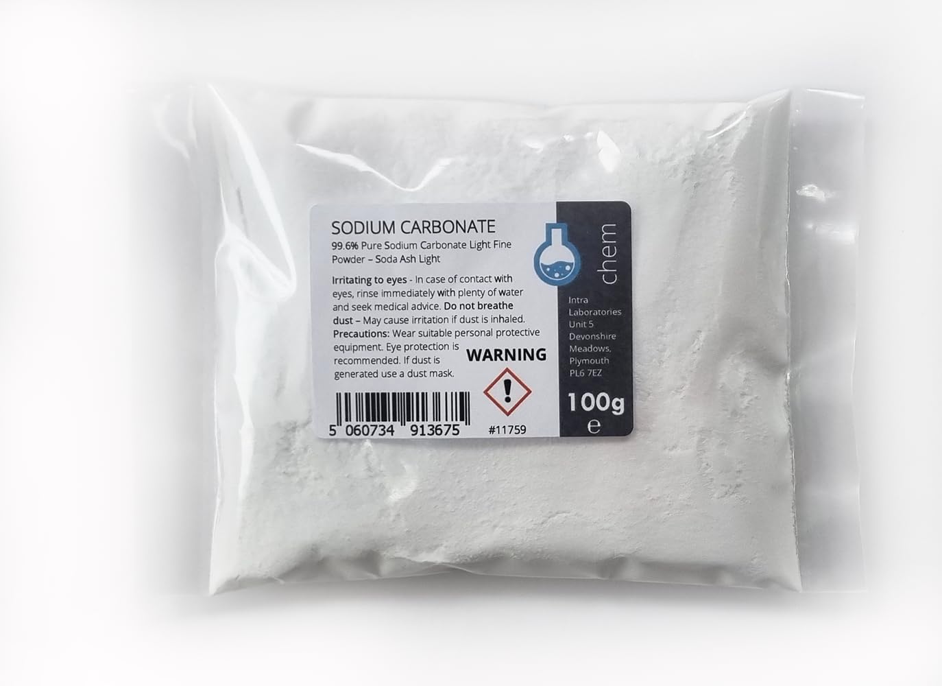 Intralabs Sodium Carbonate Light Fine Powder - Natural Cleaning Grade, Antibacterial, Degreaser | 100g 1