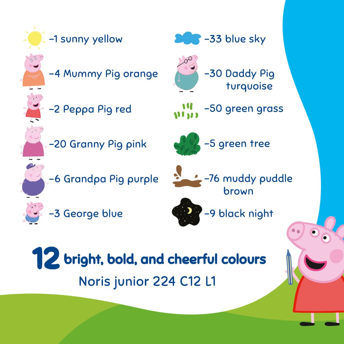 STAEDTLER Peppa Pig Noris Junior Jumbo Wax Crayons - Ergonomic Hexagonal Shape | 12 Assorted Colors 5