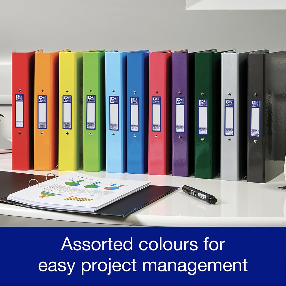 Oxford Premium A4 Ring Binder, Light Blue Single Folder, 25mm Capacity, Lam 4