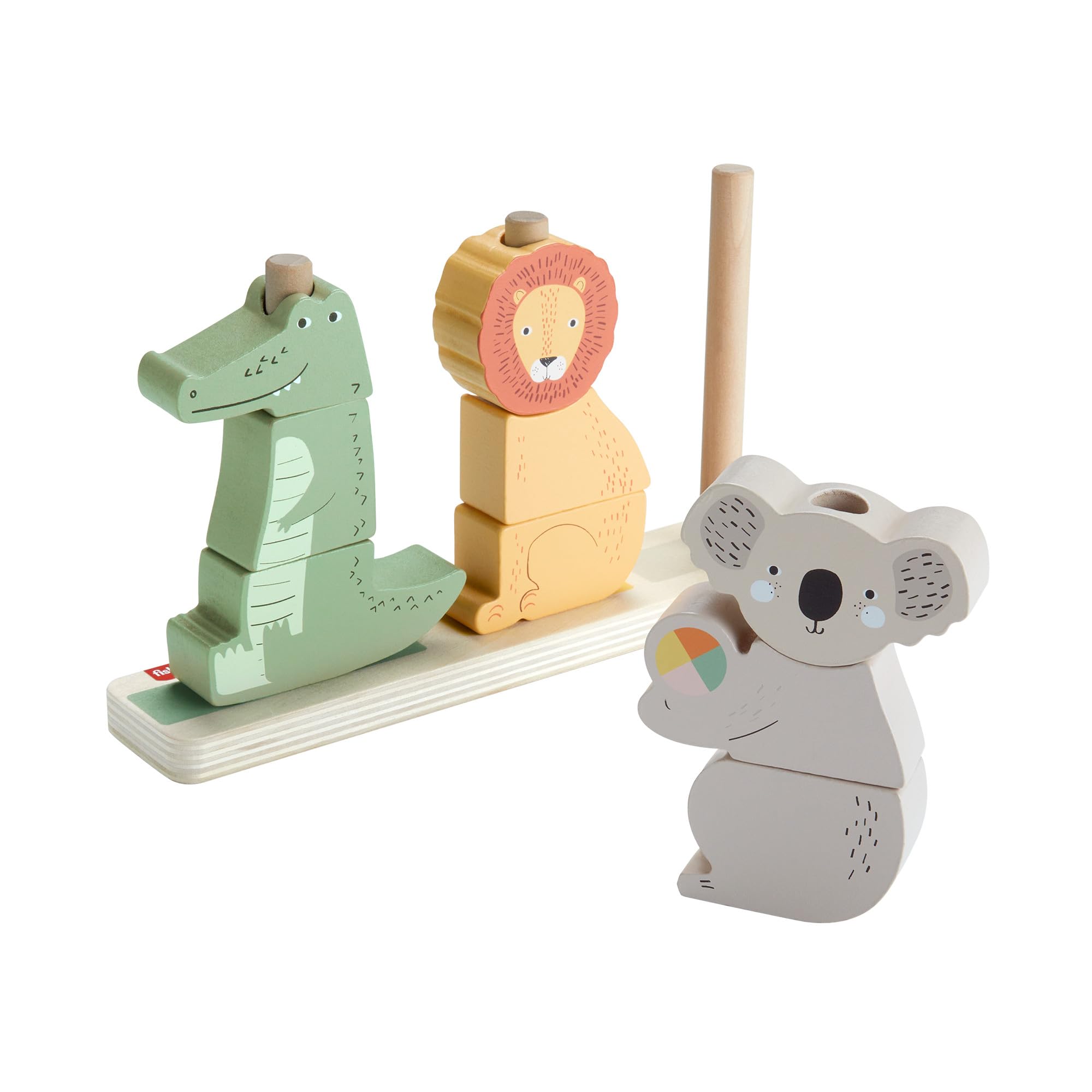 Fisher-Price Wooden Stack & Sort Animals Developmental Toy | 10 Wood Pieces | Ages 1+ 1