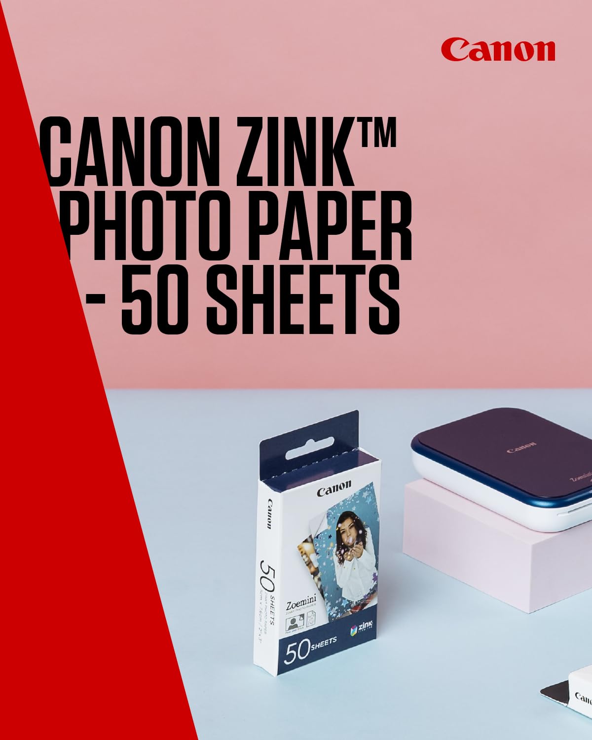 Canon Zink Photo Paper - Sticky-Backed 2x3 Inch Sticker Prints | 50 Sheets 2