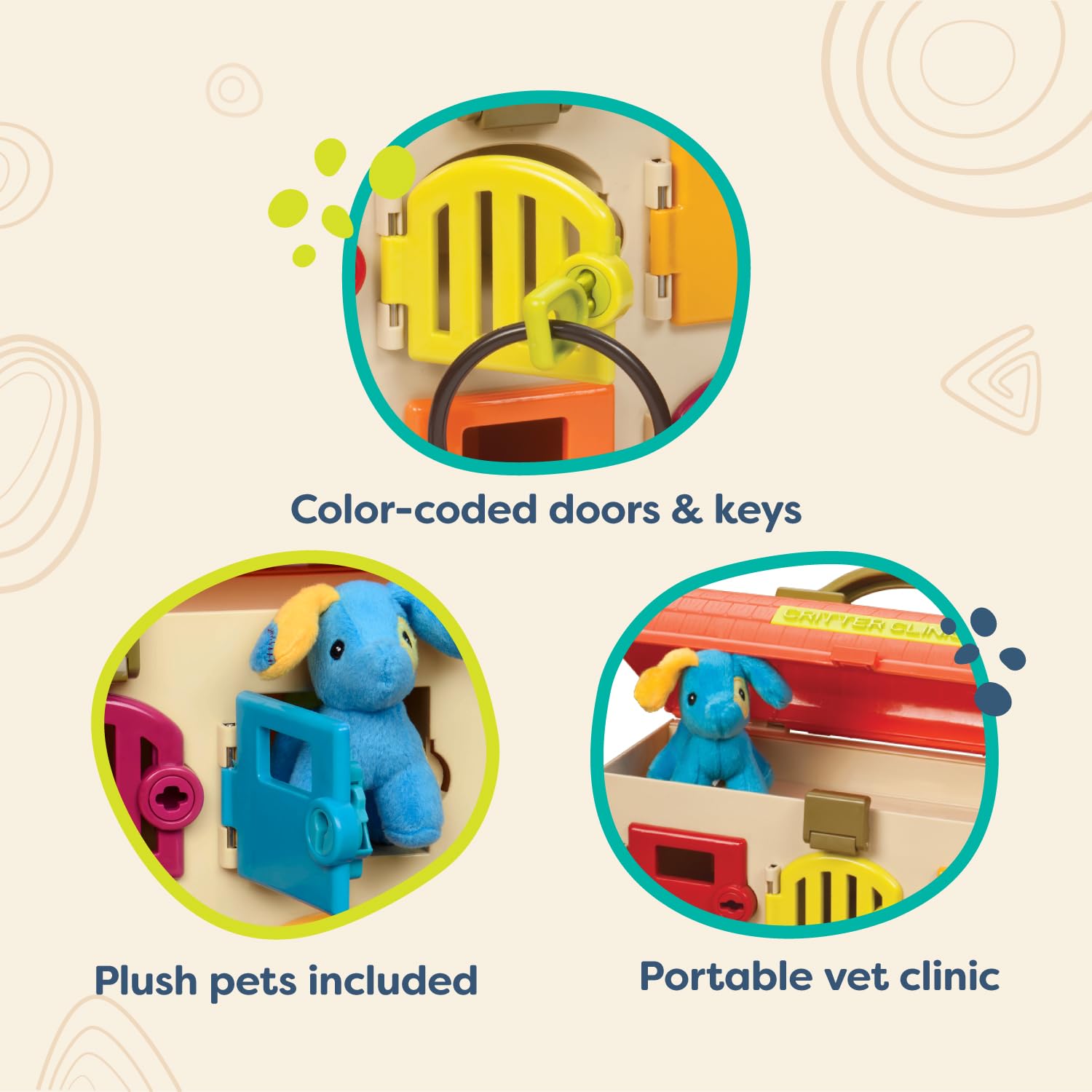 B. toys Critter Clinic Vet Set - 9 Pieces | Toy Veterinarian Playset | Ages 2+ 2