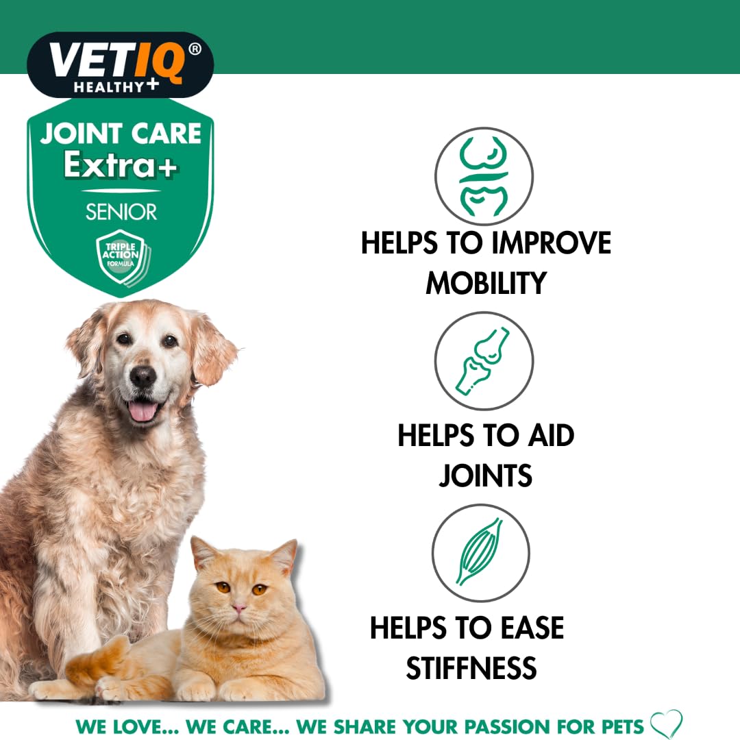 VETIQ Joint Care Extra + Senior Tablets for Dogs 7+ Years | 45 Tablets | Triple Action Support