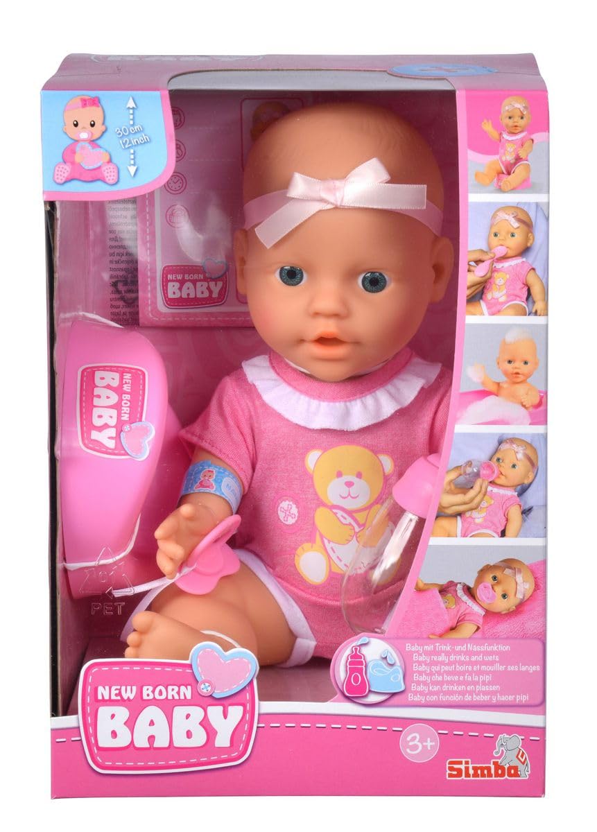 Simba New Born Baby Cute Doll - 30cm Vinyl Doll with Drinking & Wet Function 7