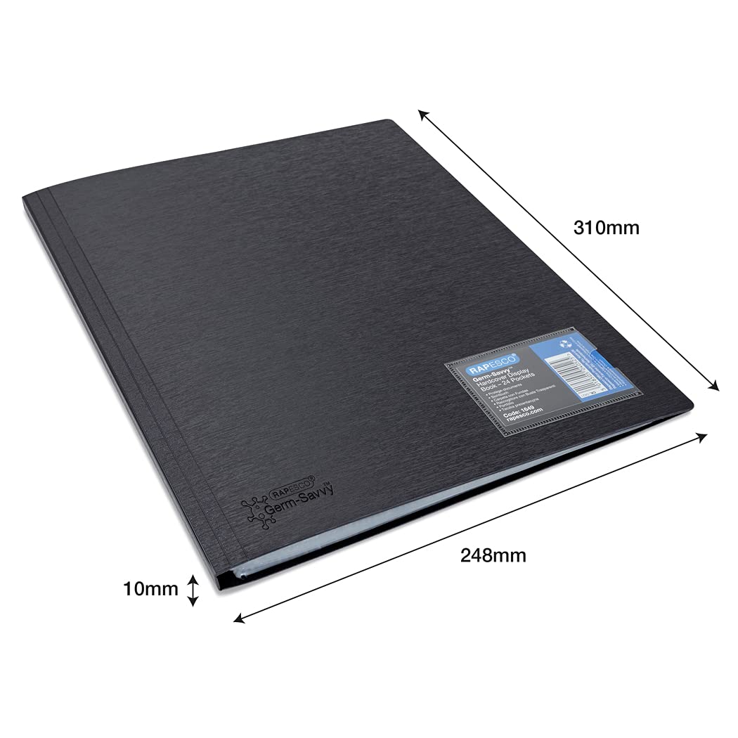 RAPESCO Germ-Savvy 1649 Antibacterial Display Book - 24 Pockets A4 | Black Polypropylene Hardcover 6