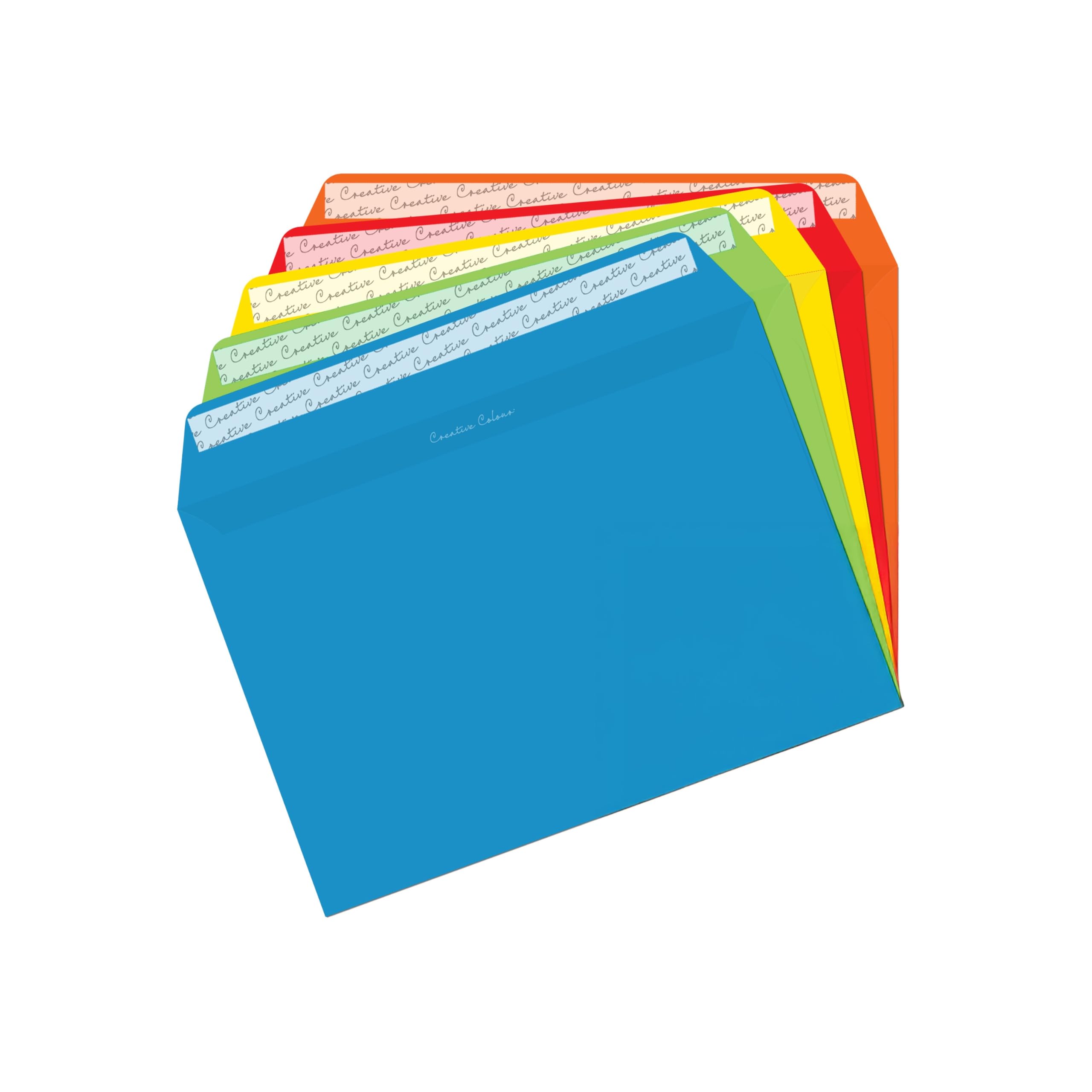 Blake Creative Colour C5 Wallet Envelopes - 120 gsm Peel & Seal | Assorted Bright Colours | Pack of 25