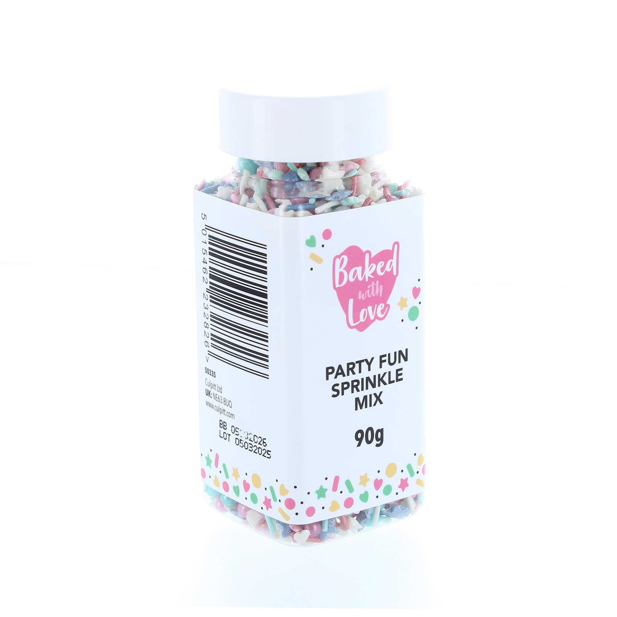 Baked With Love Party Fun Sprinkles - Blue, Pink & White Sugar Mix | 90g Resealable Bottle 6