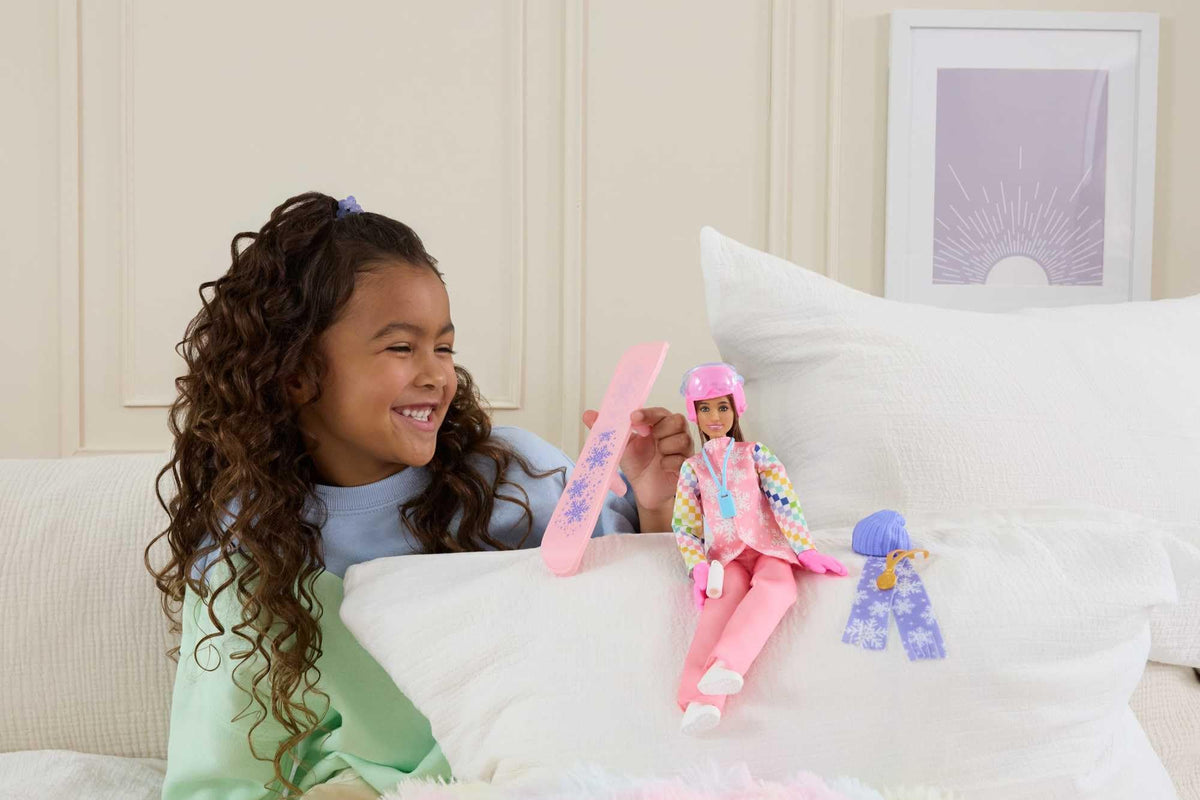 Barbie Careers Snowboarder Doll - Pink Outfit, Colour-Change Snowboard & Accessories