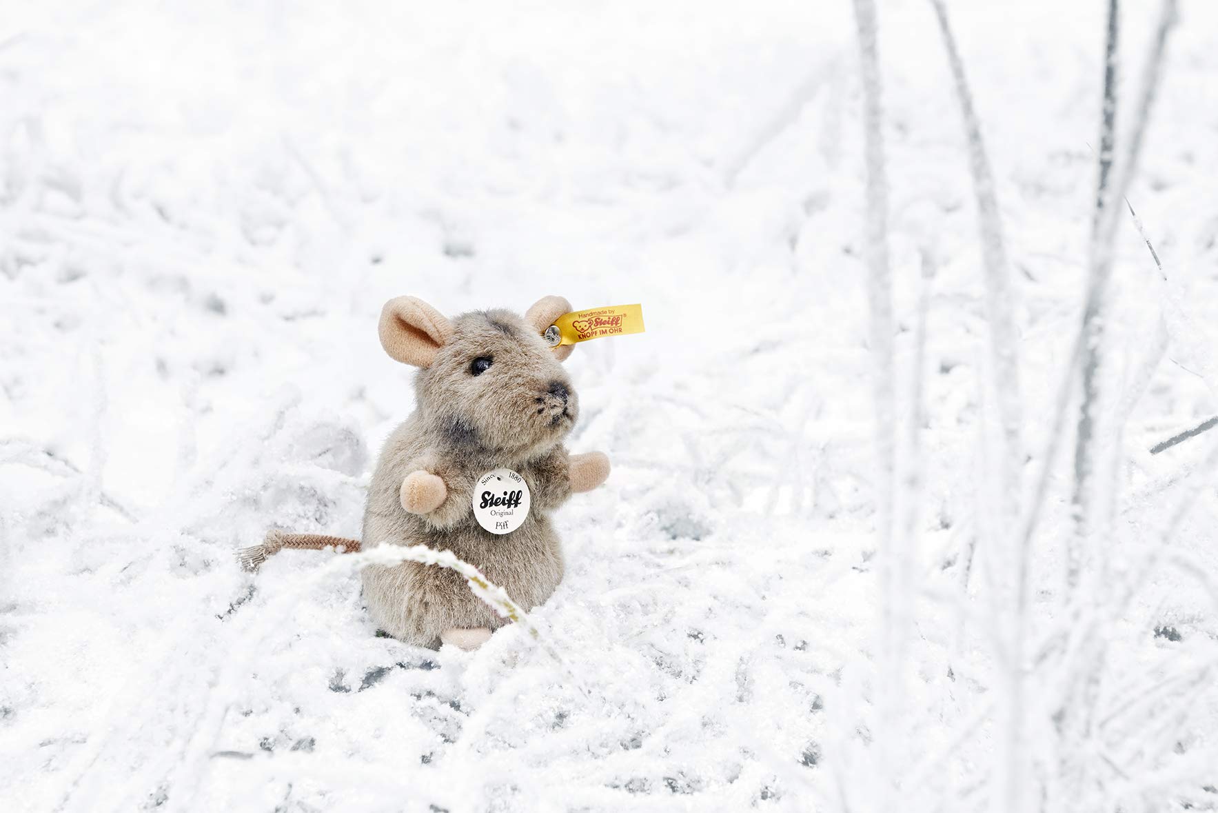 Steiff Piff Mouse Plush Toy - Soft Grey Stuffed Animal, 10cm 10