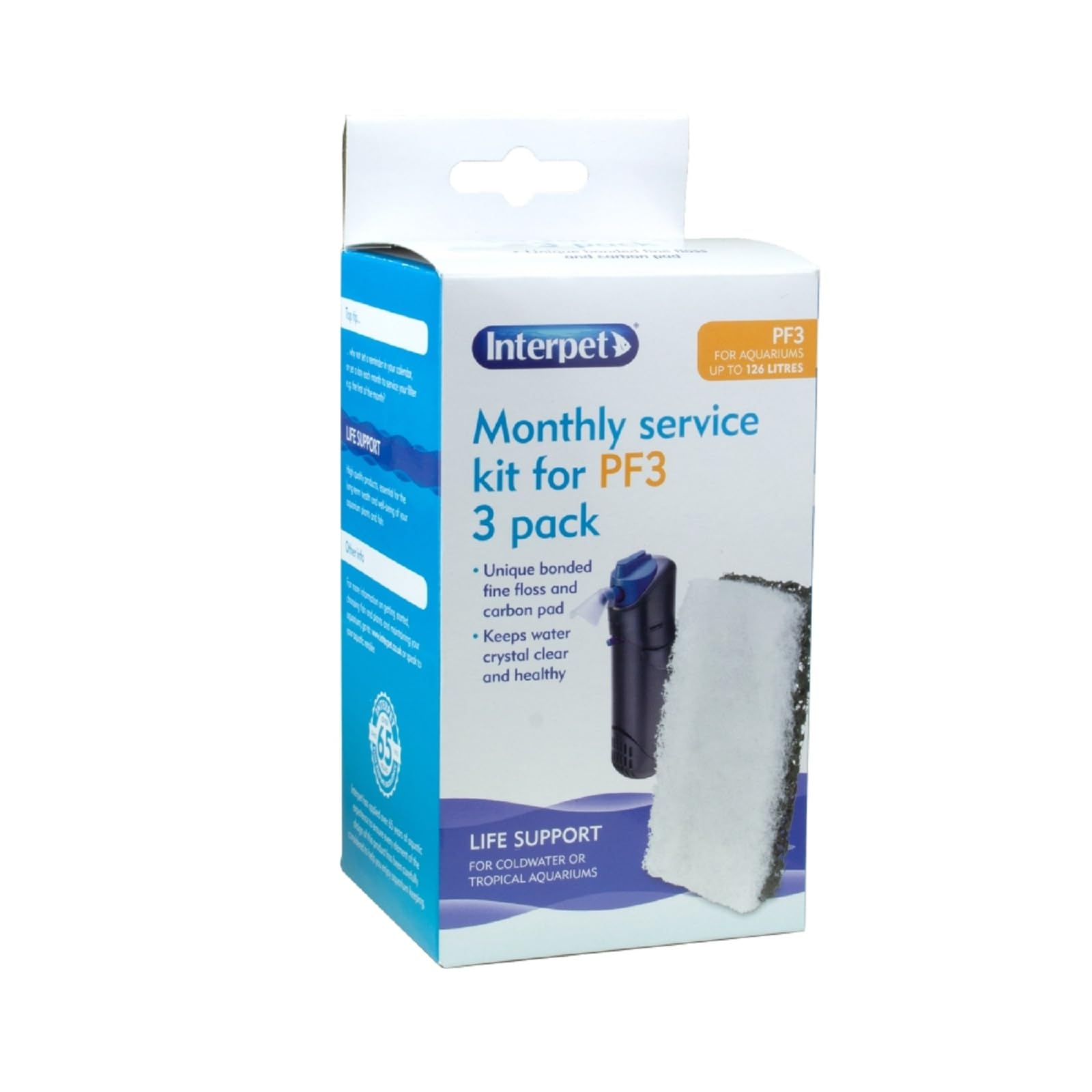 Interpet Monthly Service Kit for PF3 Power Filter | 3 Bonded Carbon & Floss Pads 1
