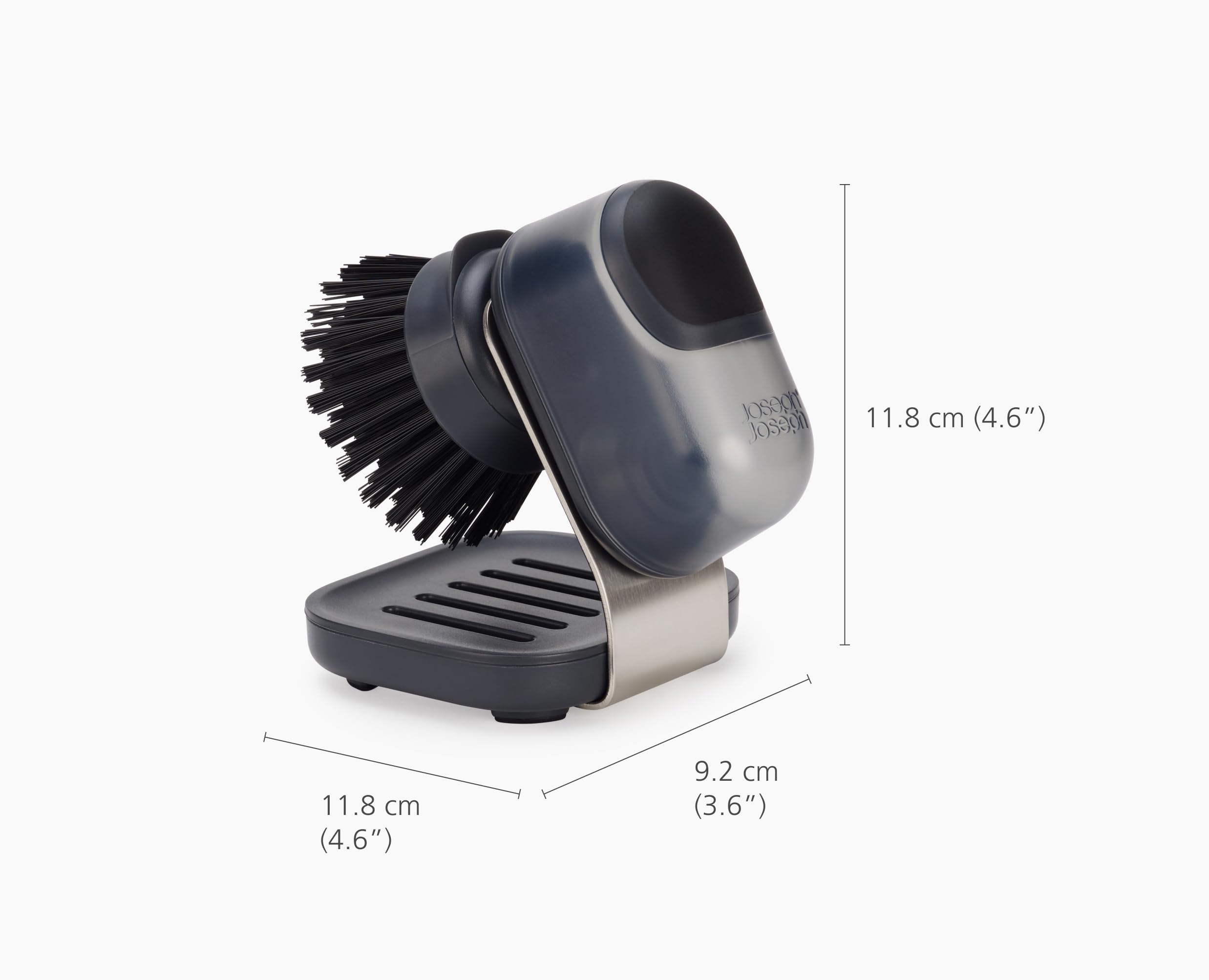 Joseph Joseph SinkTech Soap-Dispensing Palm Brush with Stainless-Steel Stand | Refillable Handle | Stain-Resistant Bristles 4