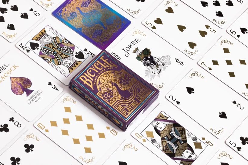 Bicycle Peacock Purple Playing Cards - Air Cushion Finish | Cold-Foil Accents | 1 Deck 2