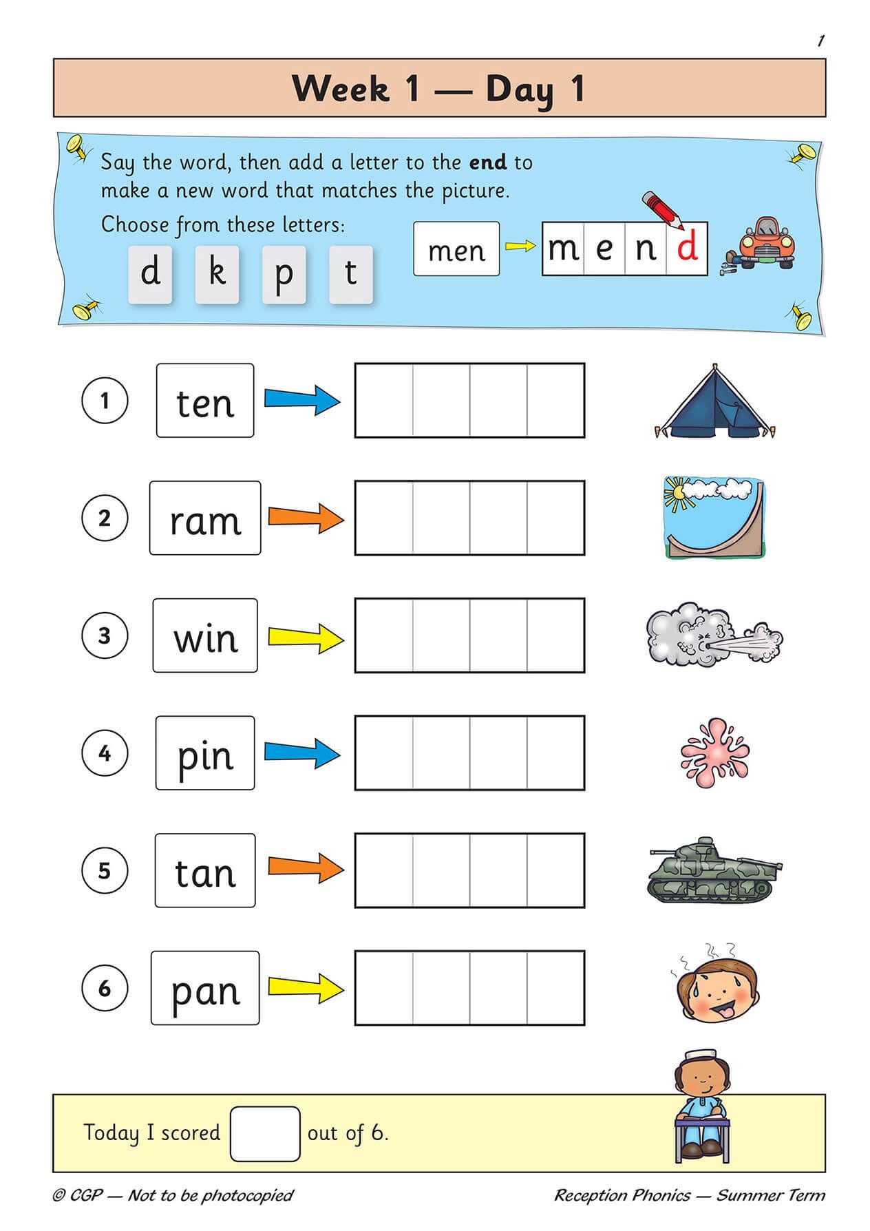 CGP Reception Phonics Daily Practice Book - Summer Term Workbook | Ages 4-5 | Paperback