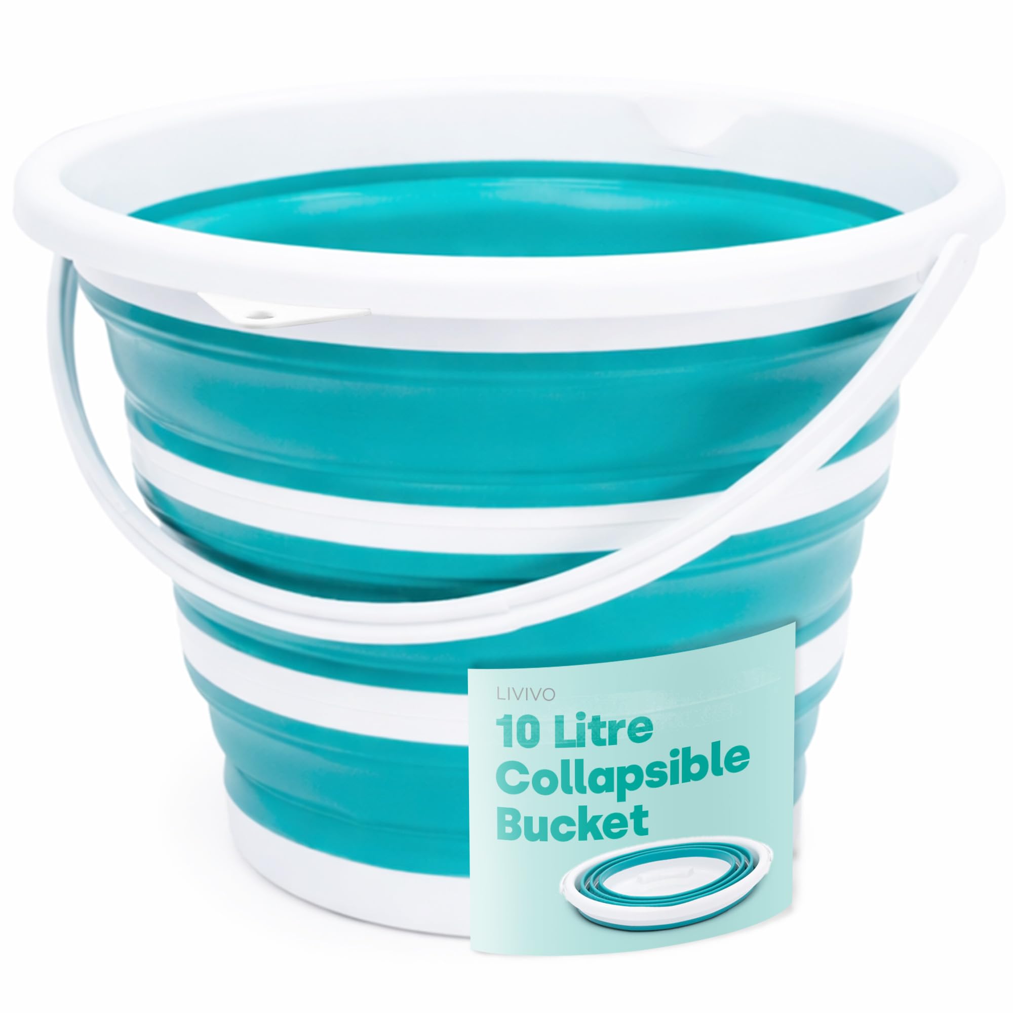 LIVIVO Collapsible Bucket - 10L Capacity, Space-Saving Folding Design | Sturdy Silicone & Plastic