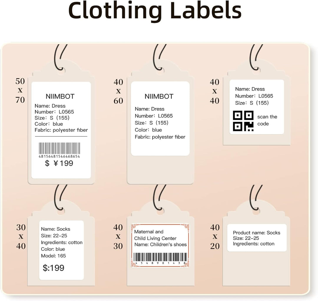 NIIMBOT B21/B3S Label Maker Tape - 1.97" x 2.76" (50x70mm) Waterproof Sticker Paper, 110 Labels per Roll, Strong Adhesive, Tearproof, Oil-Proof, Compatible with NIIMBOT B21 Printer