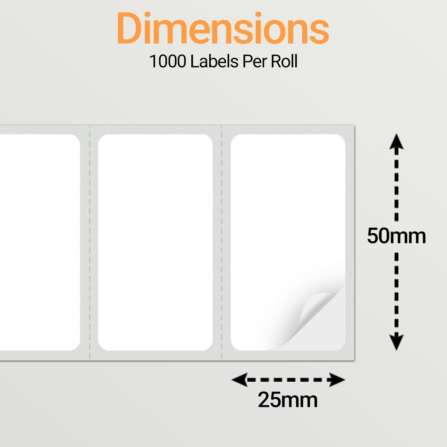 eCompostable Direct Thermal Printer Labels - 50mm x 25mm, 1000 Roll, Self-Adhesive Perforated