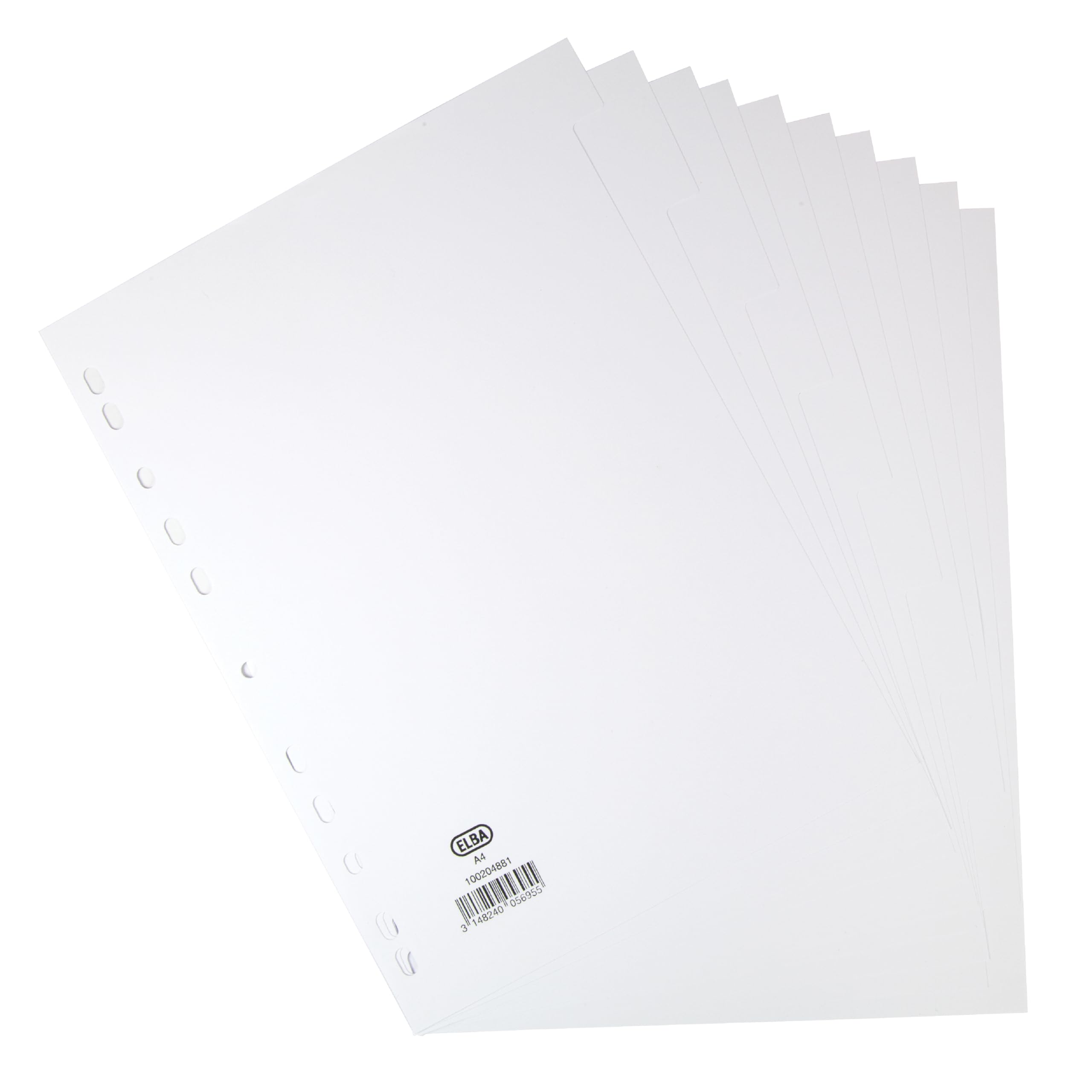 Elba A4 10 Part Card Dividers - White | Durable 160 gsm Cardstock | 10-Hole Punched 1