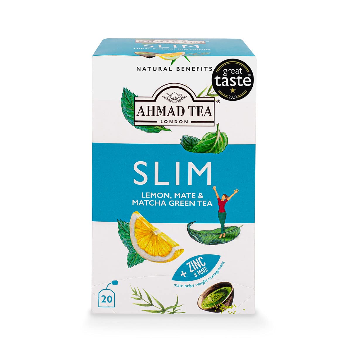 Ahmad Tea Natural Benefit Slim Infusion - Lemon, Mate & Matcha Green Tea | 20 Foil-Sealed Teabags 1