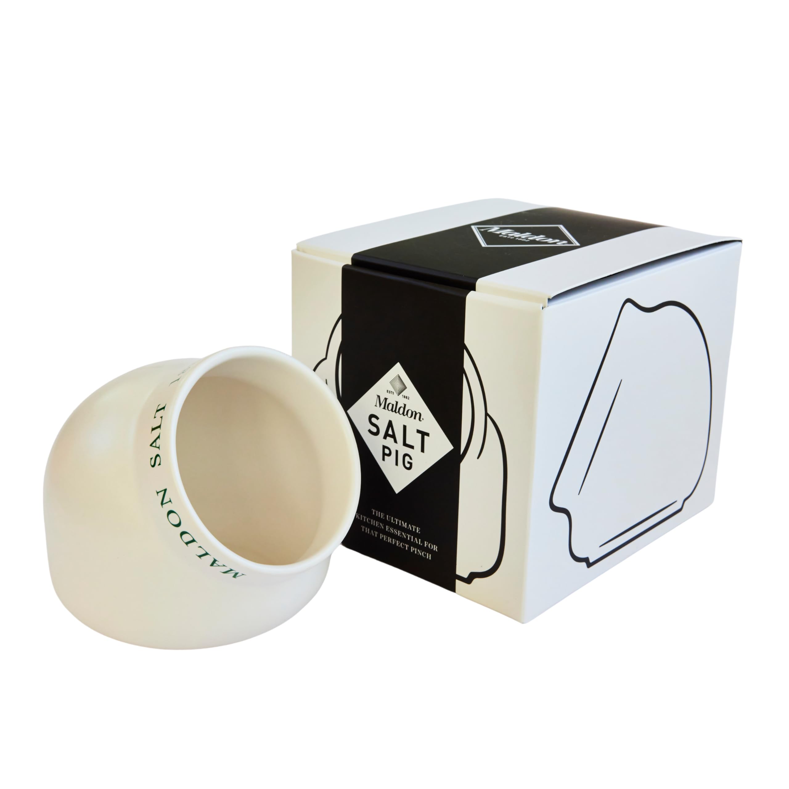 Maldon Ceramic Salt Pig - Classic Design for Countertop Storage | Cream/Off-white