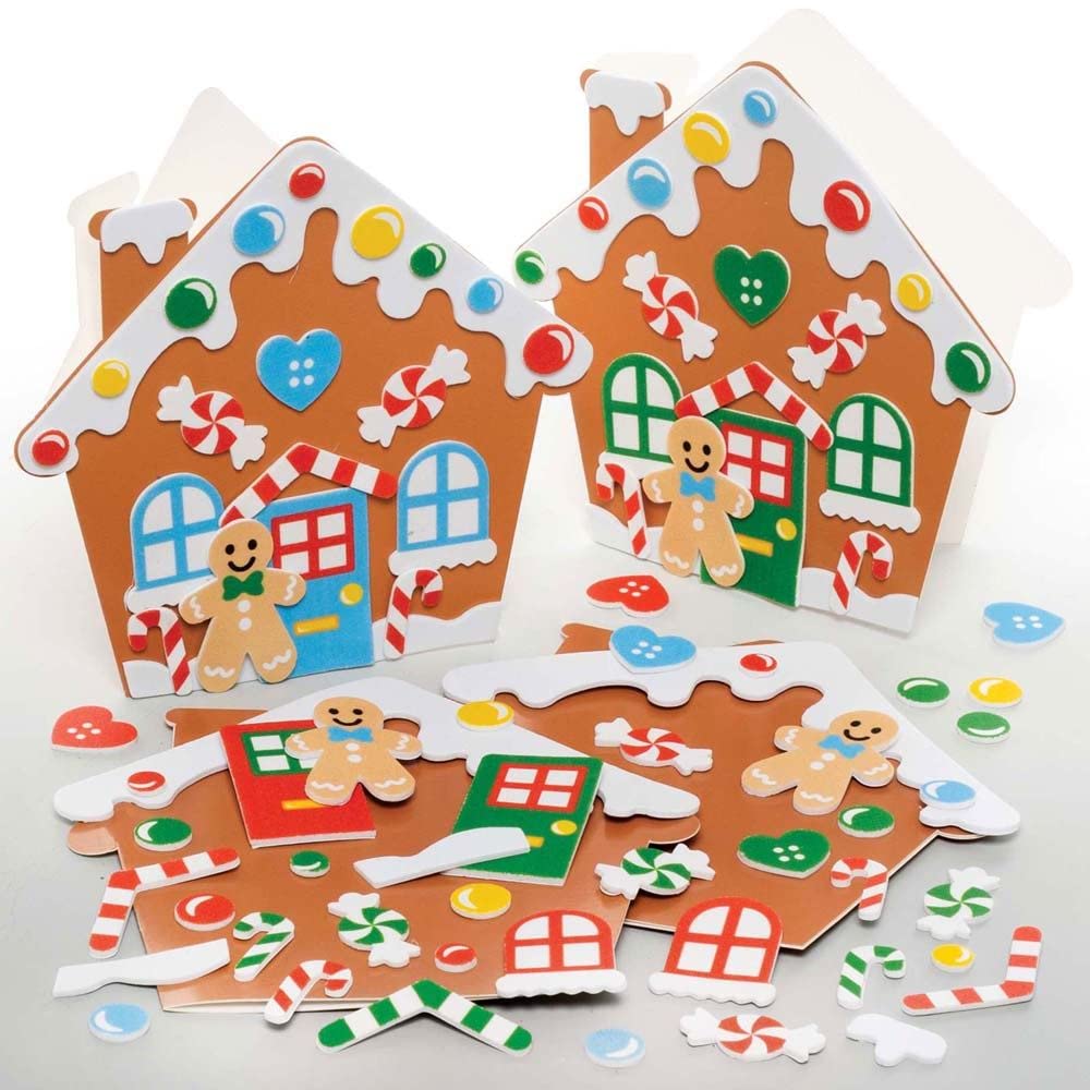 Baker Ross FE939 Gingerbread House Card Craft Kit - Pack of 6, No Glue Required 6