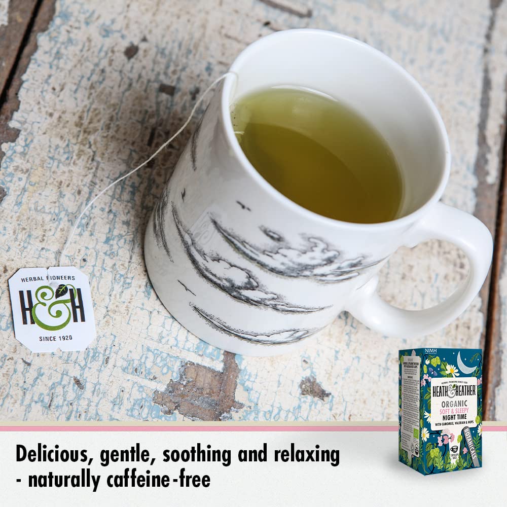 Heath & Heather Organic Soft & Sleepy Night Time Tea Bags (6 x 20) - 120 Total Herbal Tea Infusions with Camomile, Valerian & Hops 4