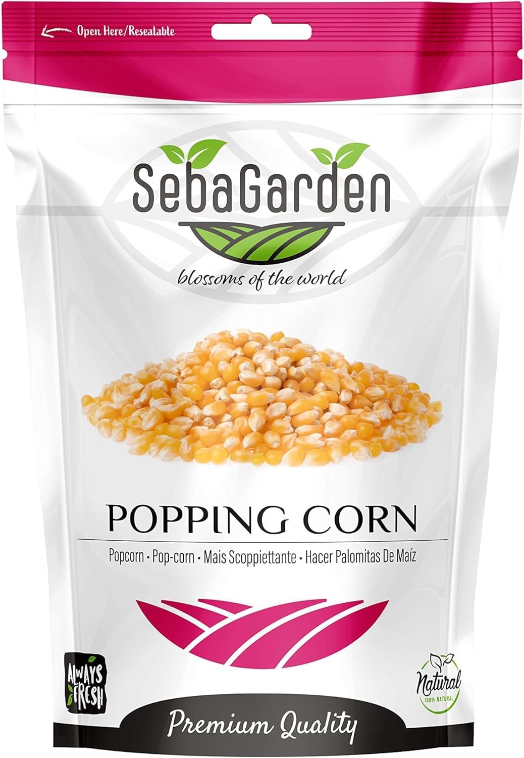 Seba Garden Popping Corn Kernels - GMO Free, Resealable Bag | 1 kg (Pack of 2) 1