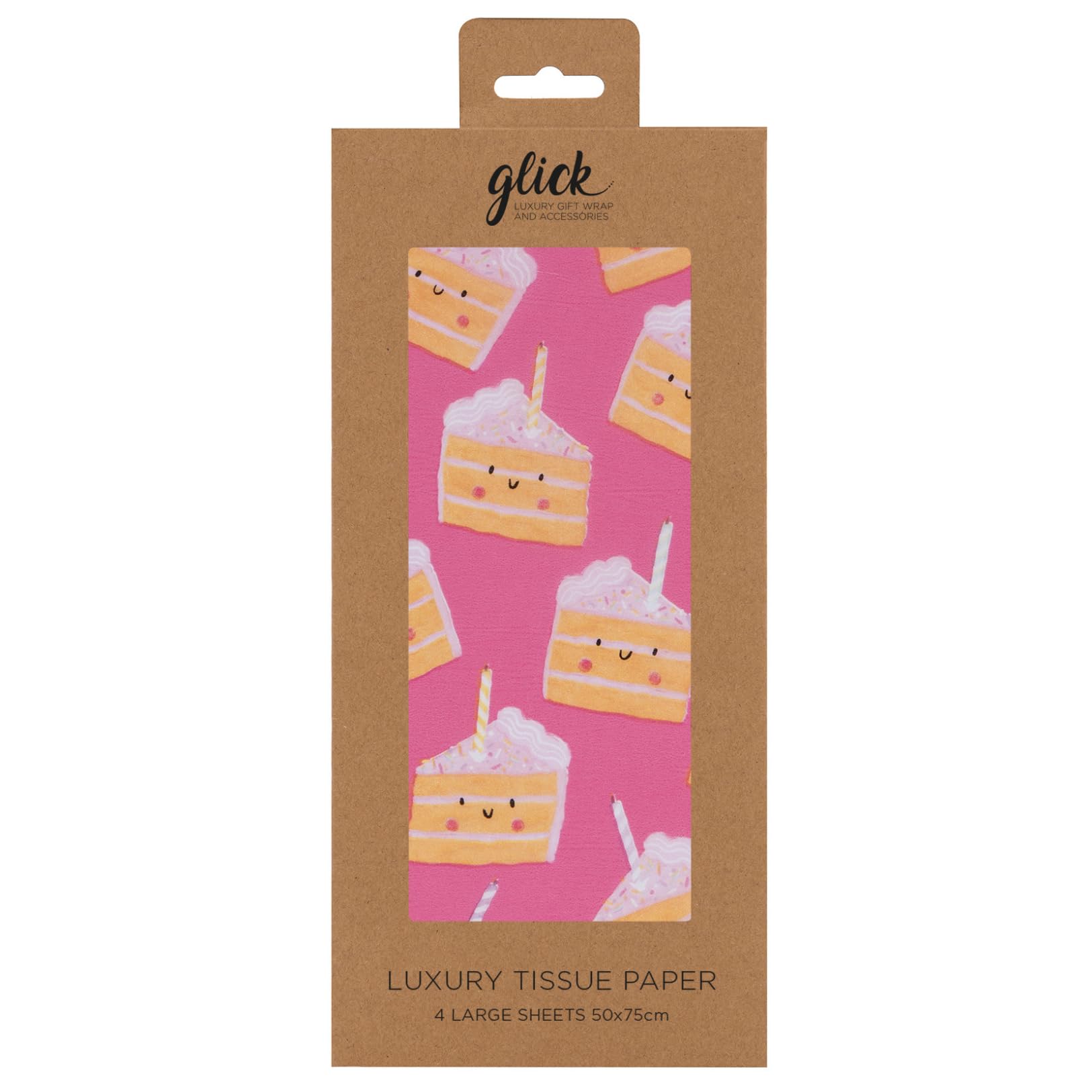 Glick Cakey Pink Tissue Paper - 4 Sheets | 75 x 50cm Each | Recyclable 1