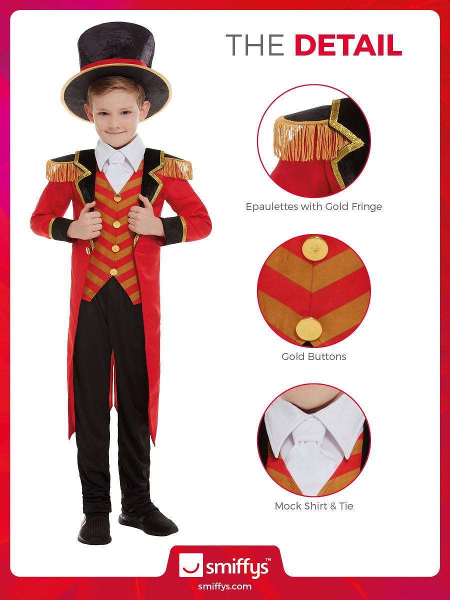 Smiffys Ringmaster Costume - Child Boys Fancy Dress with Jacket, Trousers, Mock Shirt & Hat 5