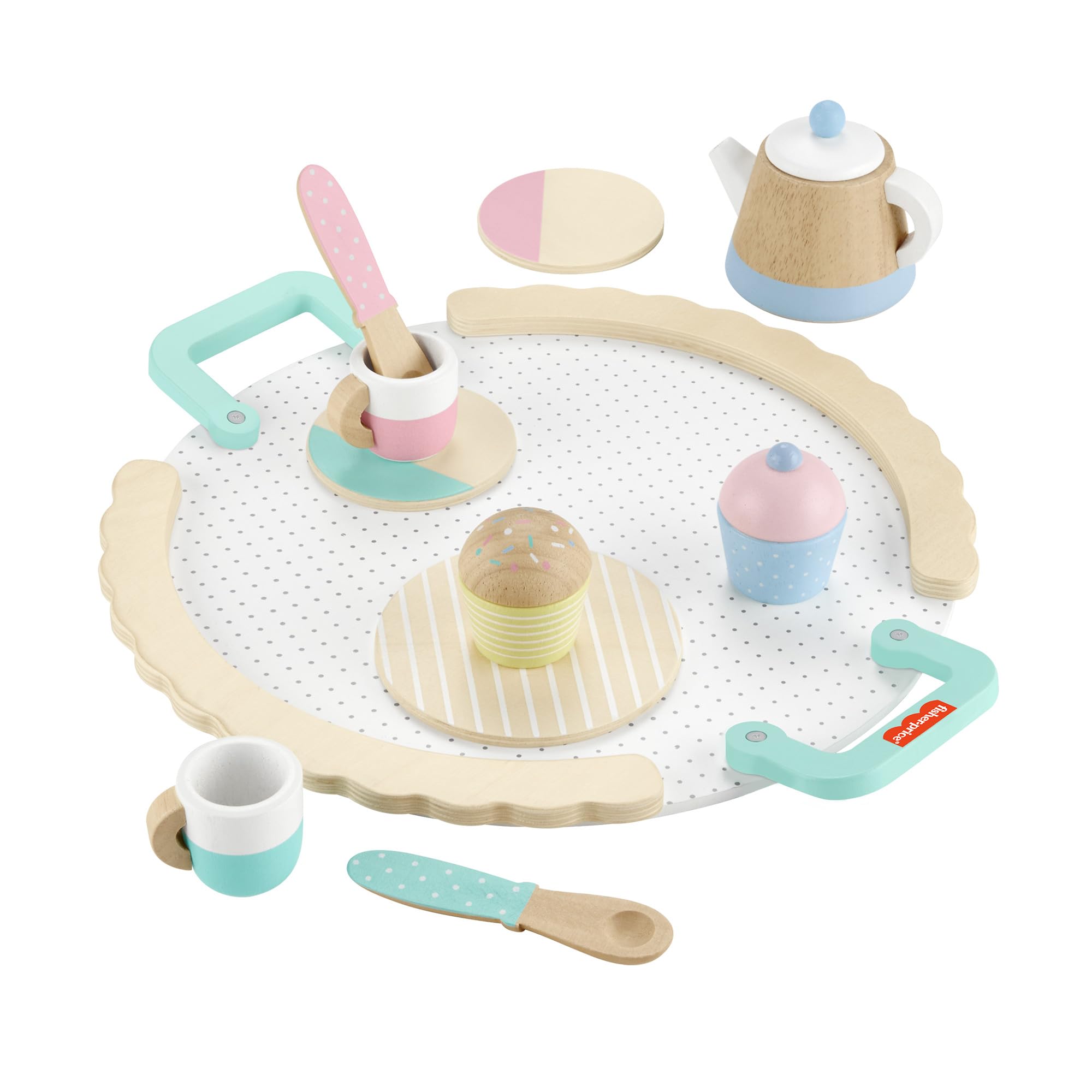 Fisher-Price Wooden Tea Set - 12-Piece Playset for Ages 3+ 1