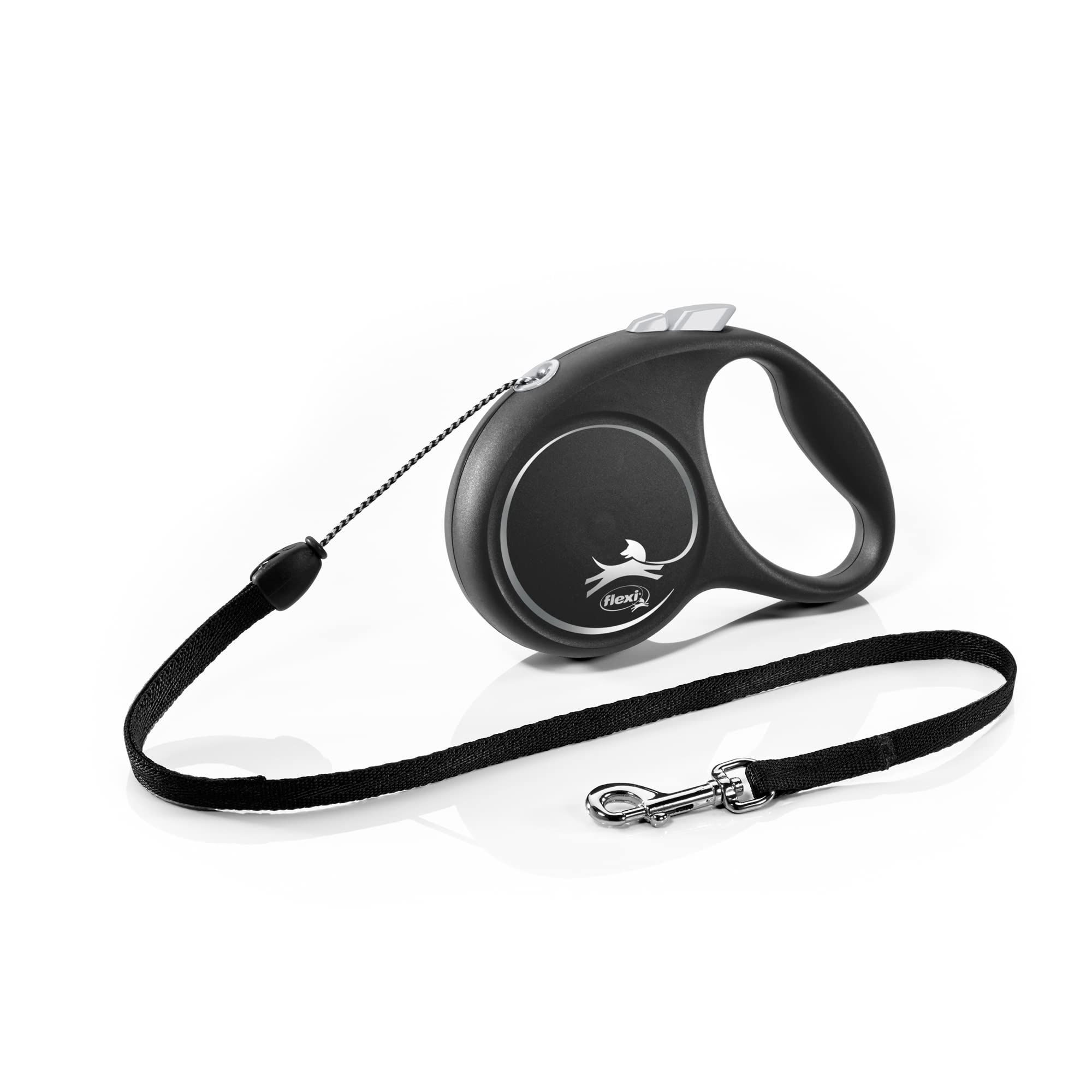 flexi Black Design Retractable Dog Leash - Small Size (5m) | Black Nylon Cord | For Extra Small Dogs