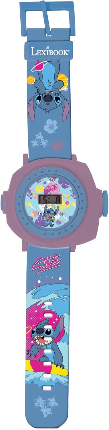 LEXIBOOK Disney Lilo & Stitch Projection Watch - Adjustable Digital Screen with 20 Images, Ages 3+