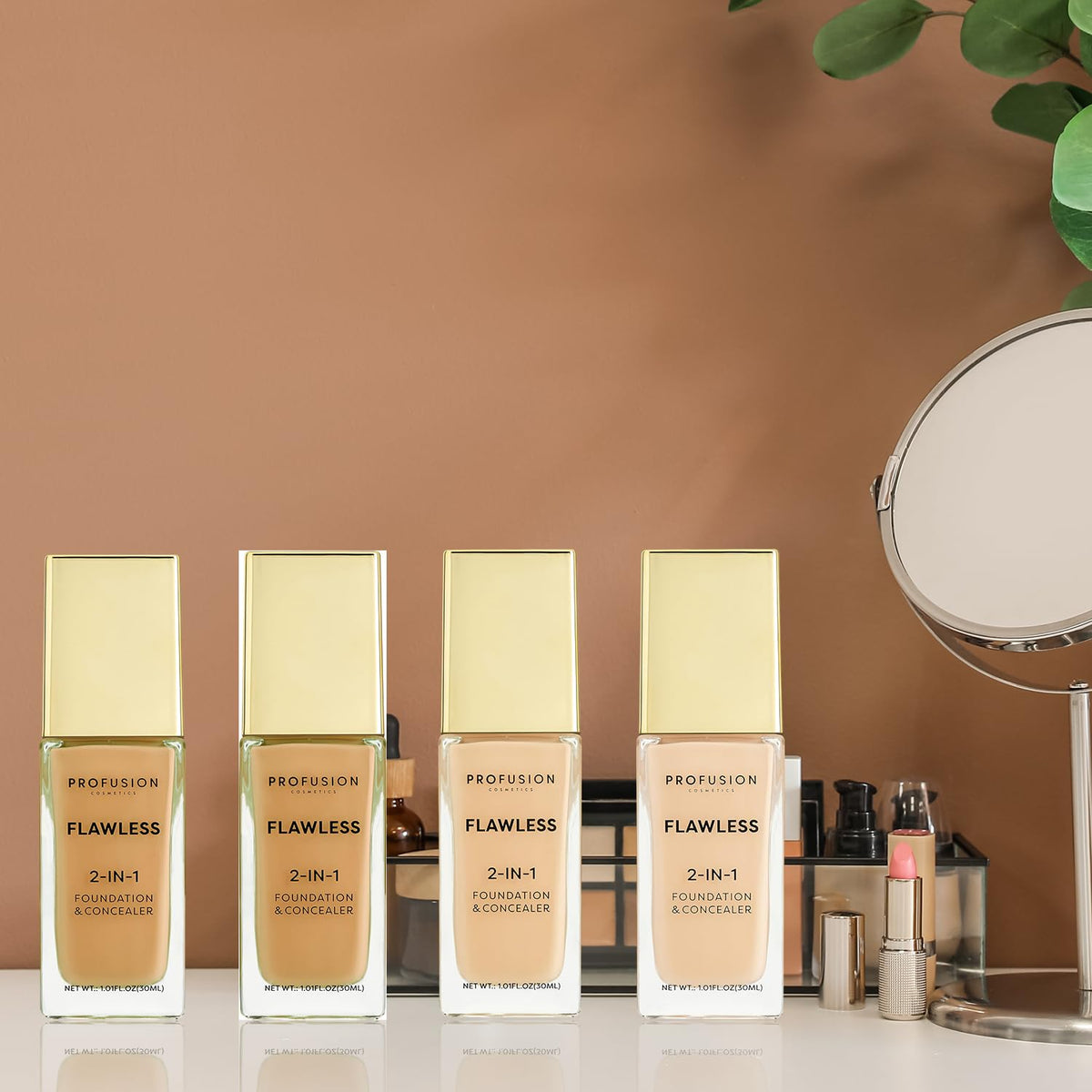 Profusion Cosmetics Flawless 2-In-1 Foundation and Concealer - Full Coverage, Golden Beige, 30ml 4