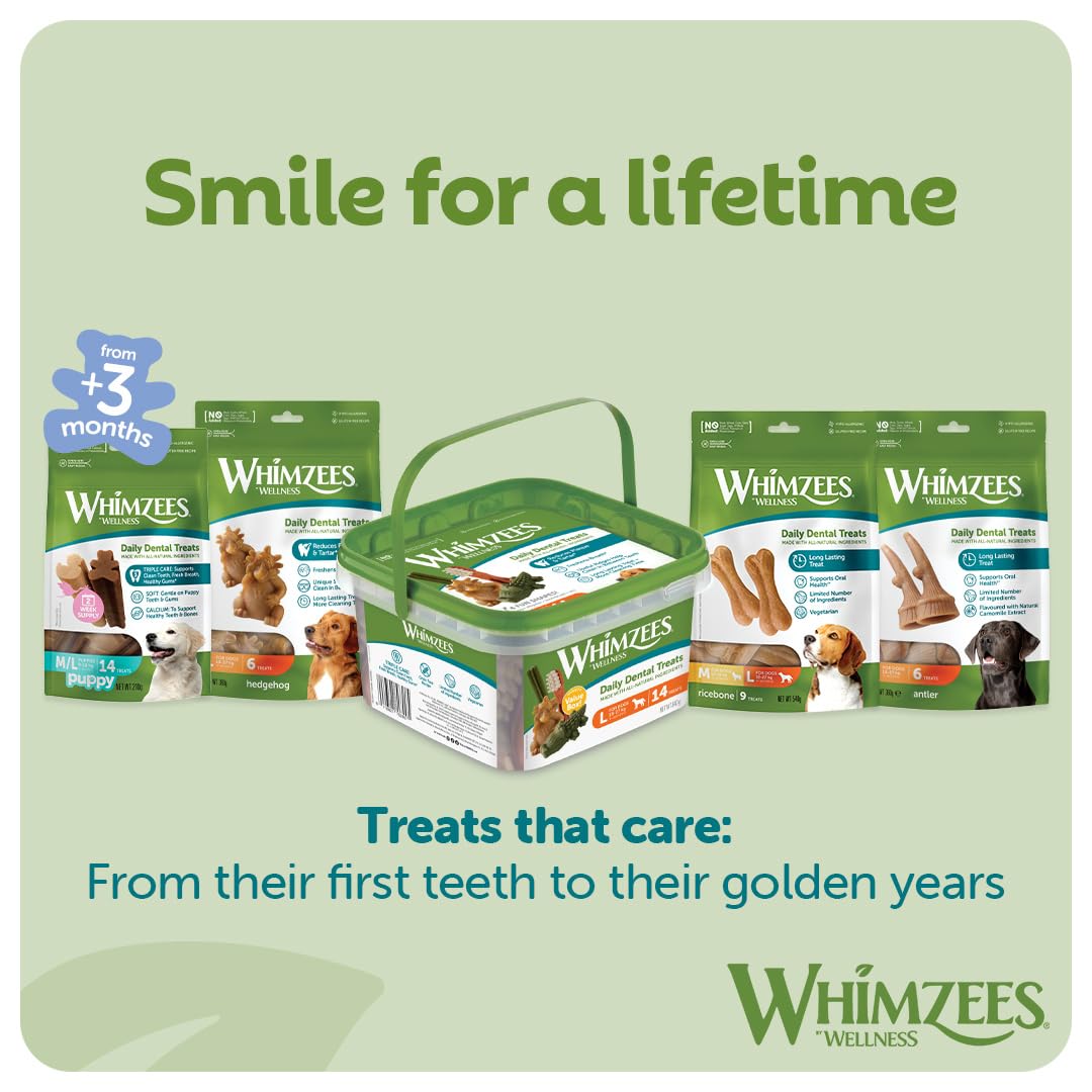 WHIMZEES By Wellness Hedgehog Dental Sticks - Natural, Grain-Free, Large Breed (18-27 kg) | 6 Count 5