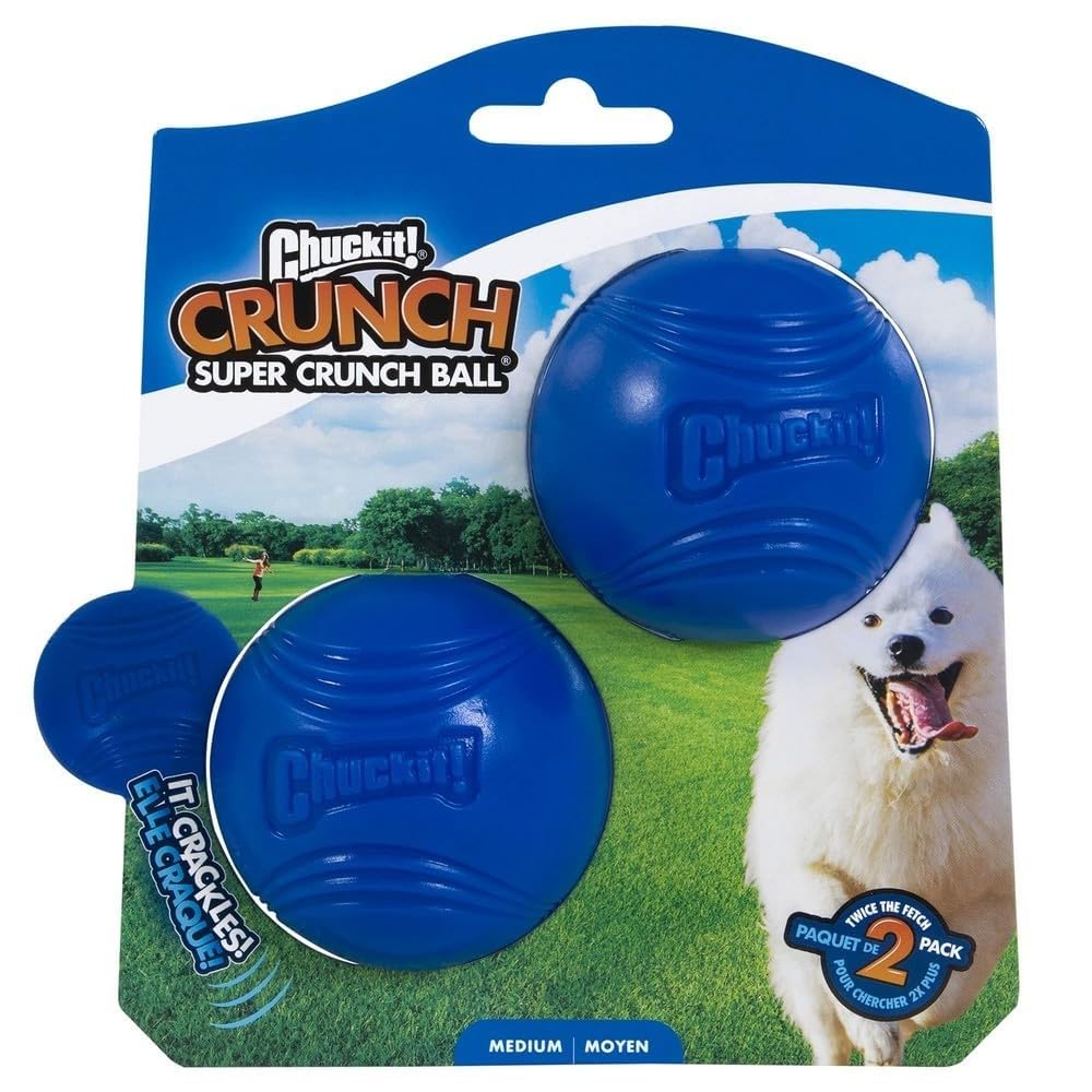Chuckit! Crunch Ball Dog Toy - Interactive Fetch Toy | Medium Size | 2 Pack