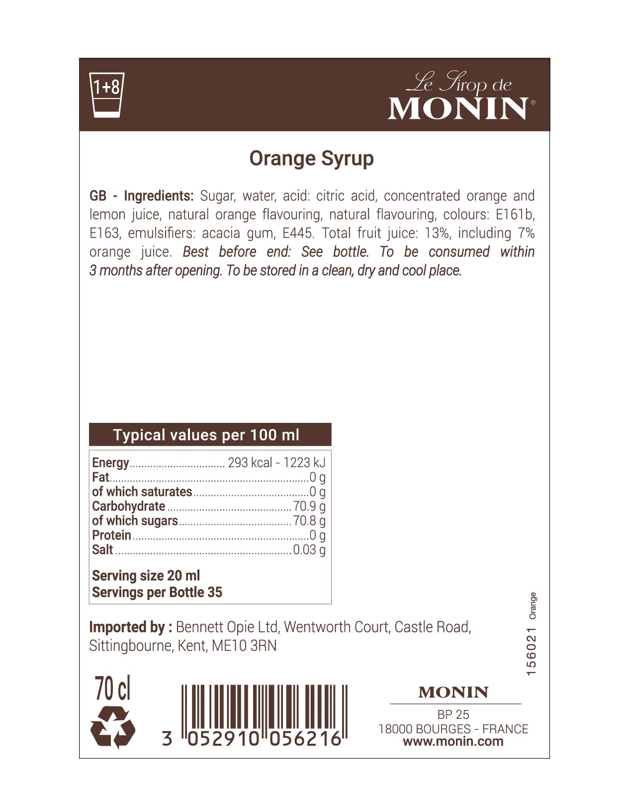 Monin Premium Orange Syrup - 700ml | Vegan, Natural Flavourings | Cocktails & Mocktails 6