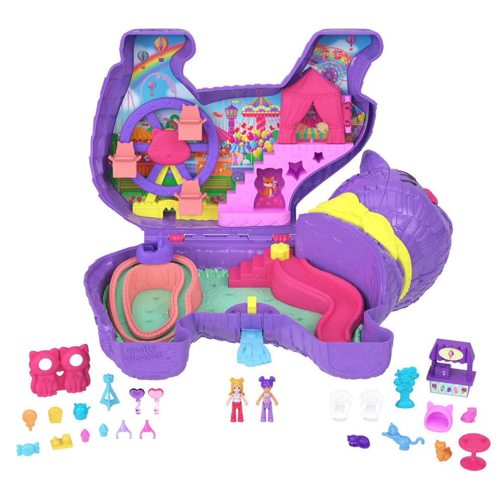 Polly Pocket Celebration Kitty Playset with 2 Micro Dolls & 23 Accessories - Ages 4+ 4