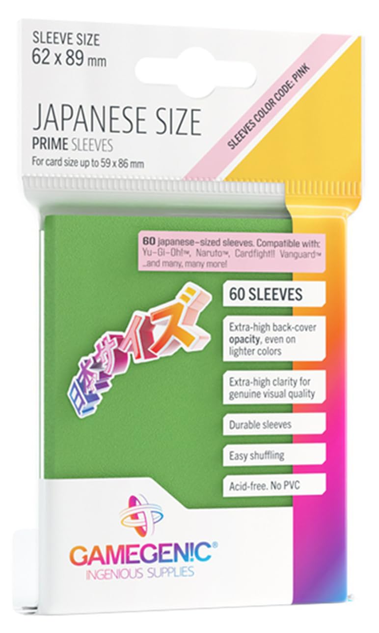 Gamegenic Prime Japanese Sized Sleeves - Green | 100 Micron Thickness | 60 Count 1