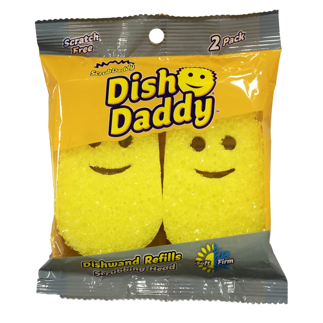 Scrub Daddy Dish Daddy Wand Bundle | Soap Dispensing Scrubber with Texture Changing Sponge & Refills 7